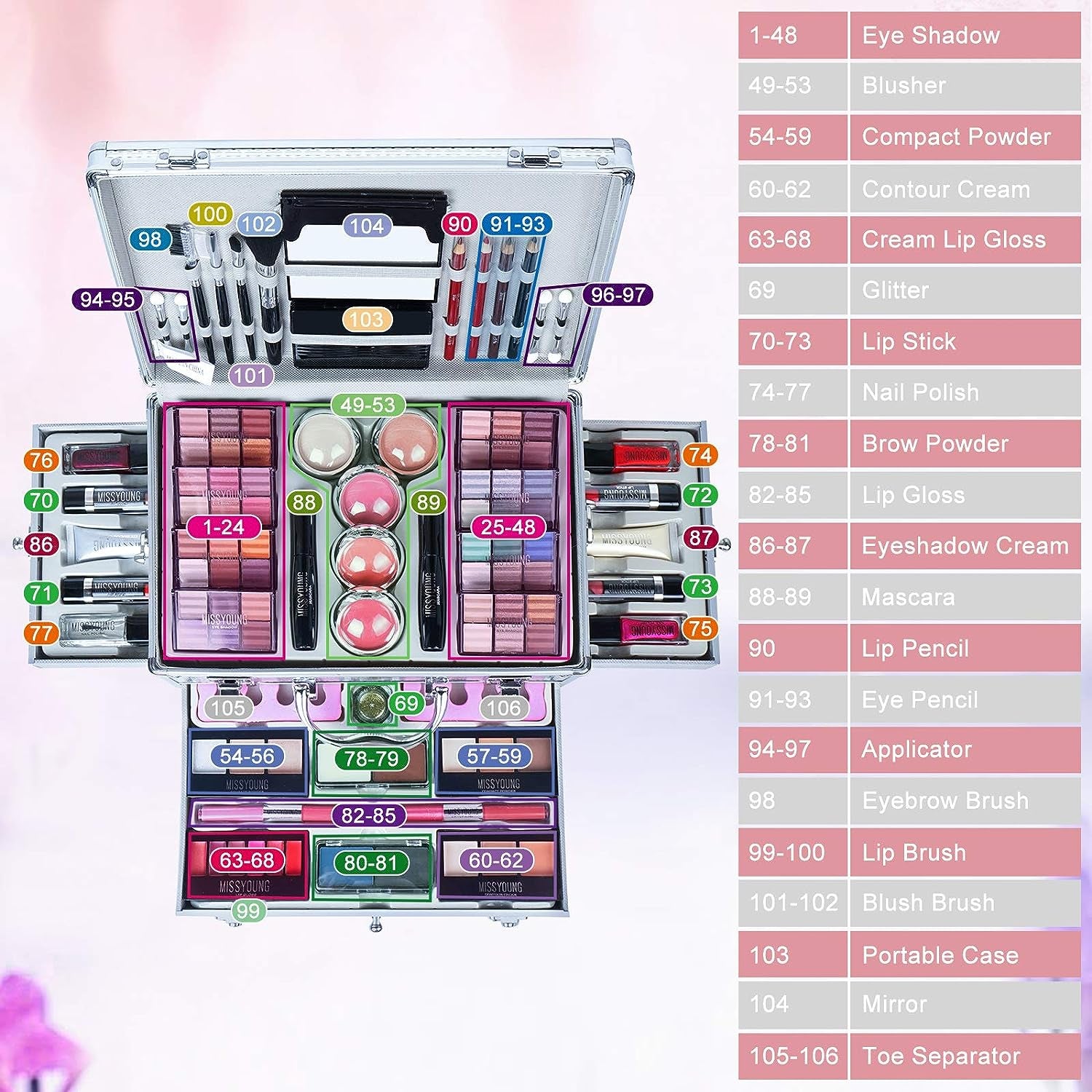 102-Piece Makeup Palette Set