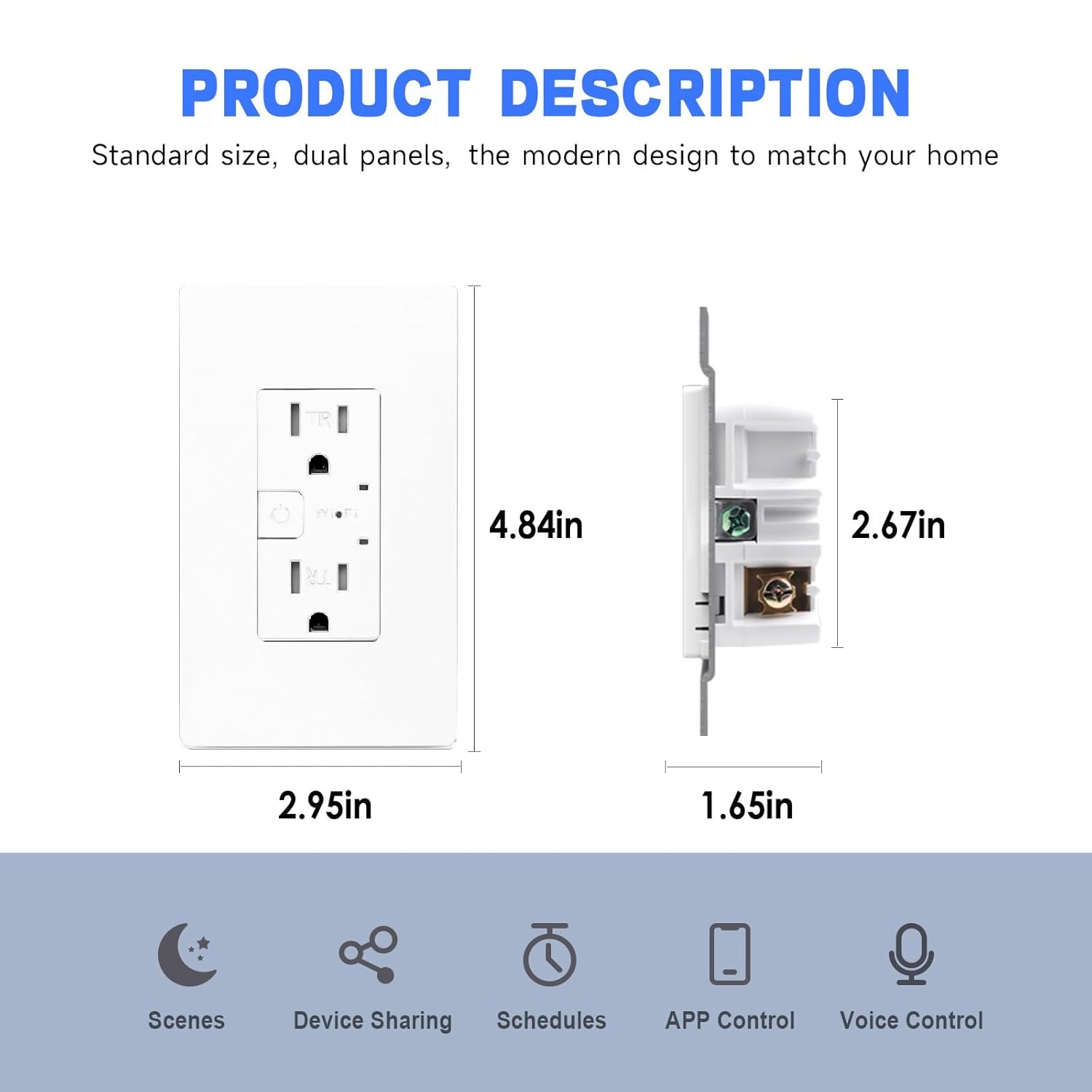 Smart Tamper Resistant Outlet Compatible with Alexa and Google Assistant