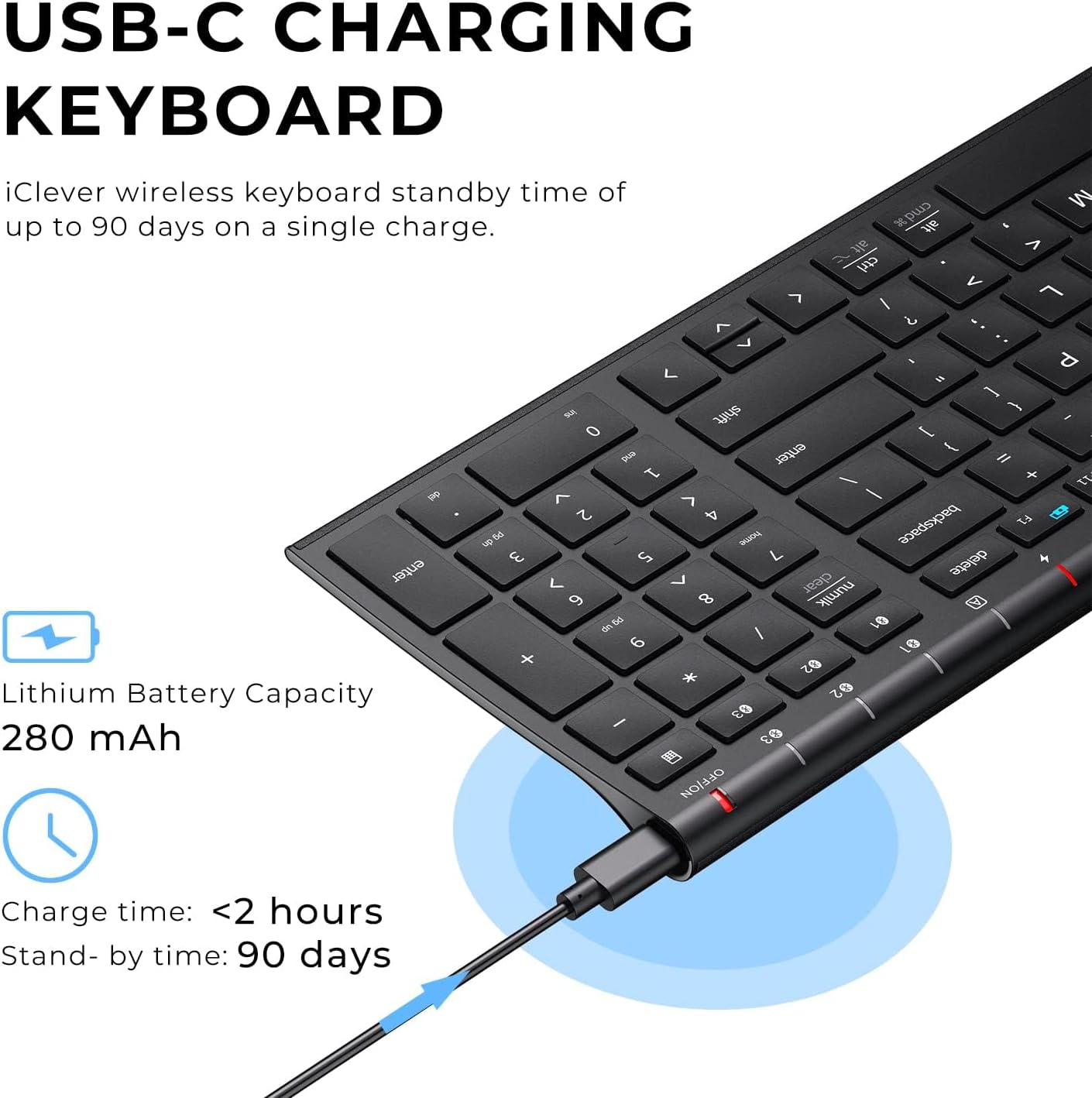 Universal Bluetooth 5.1 Wireless Keyboard with Number Pad