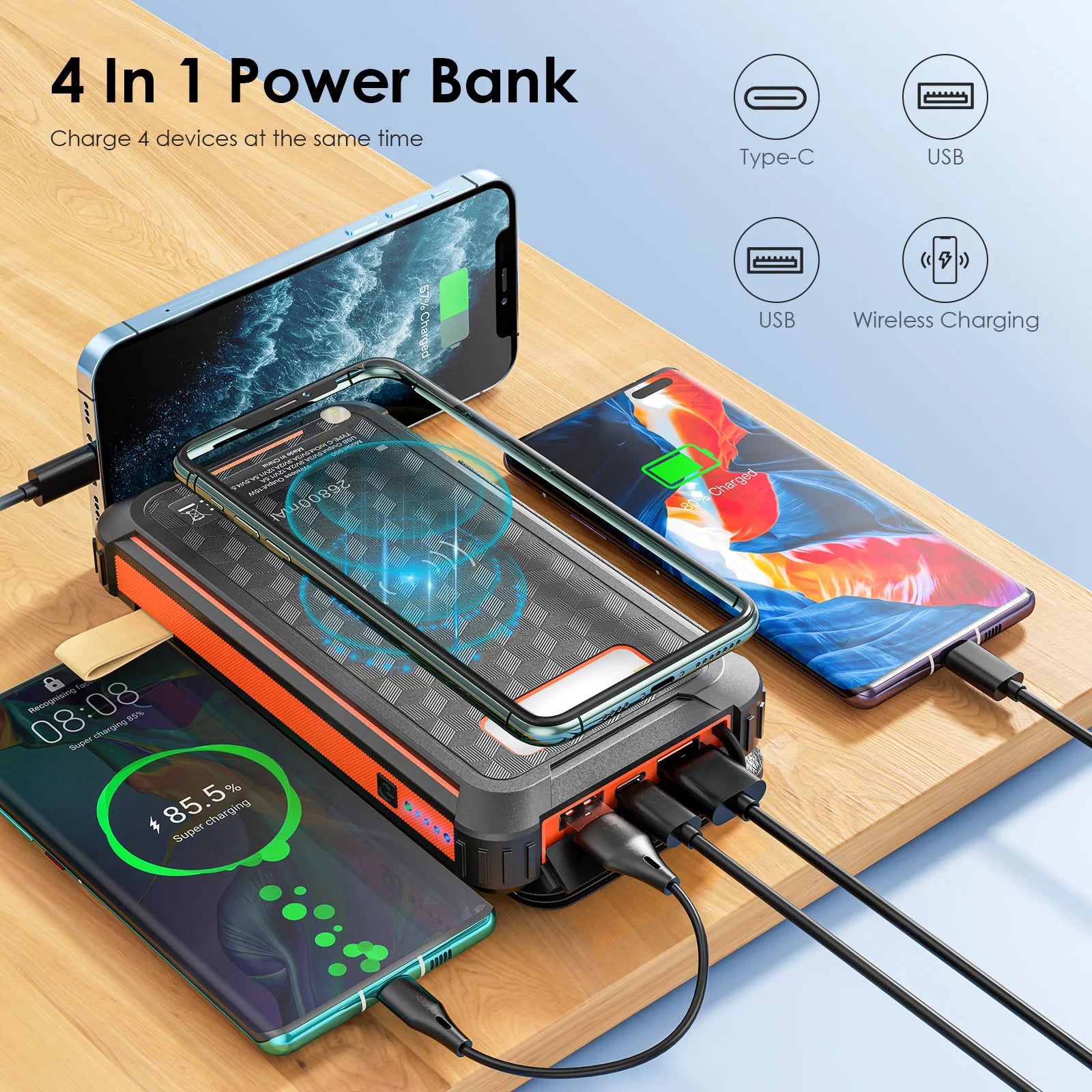 22.5 W 26800mAh Fast Solar Power Bank - Salerno