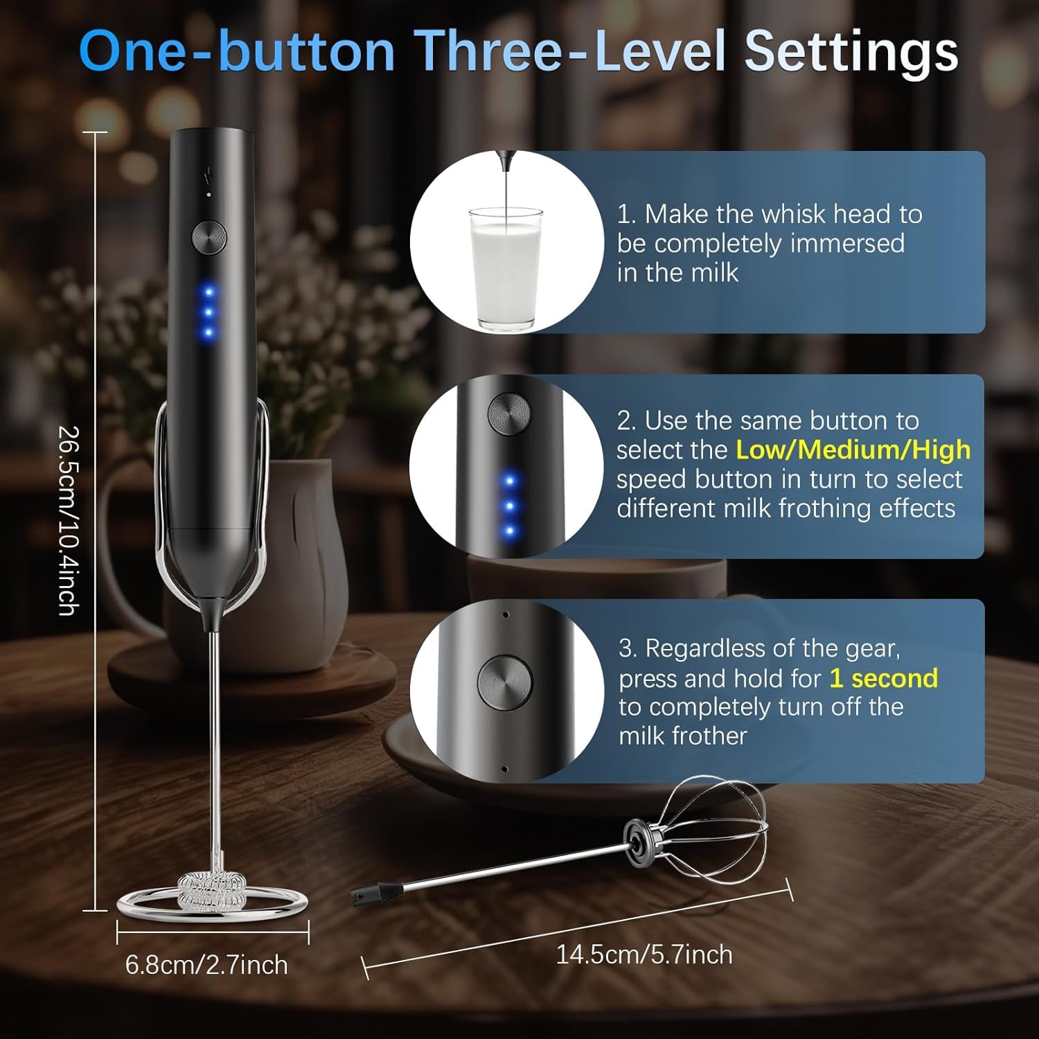 Rechargeable Milk Frother with Stand