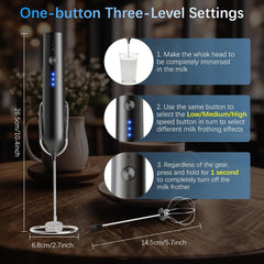 Rechargeable Milk Frother with Stand