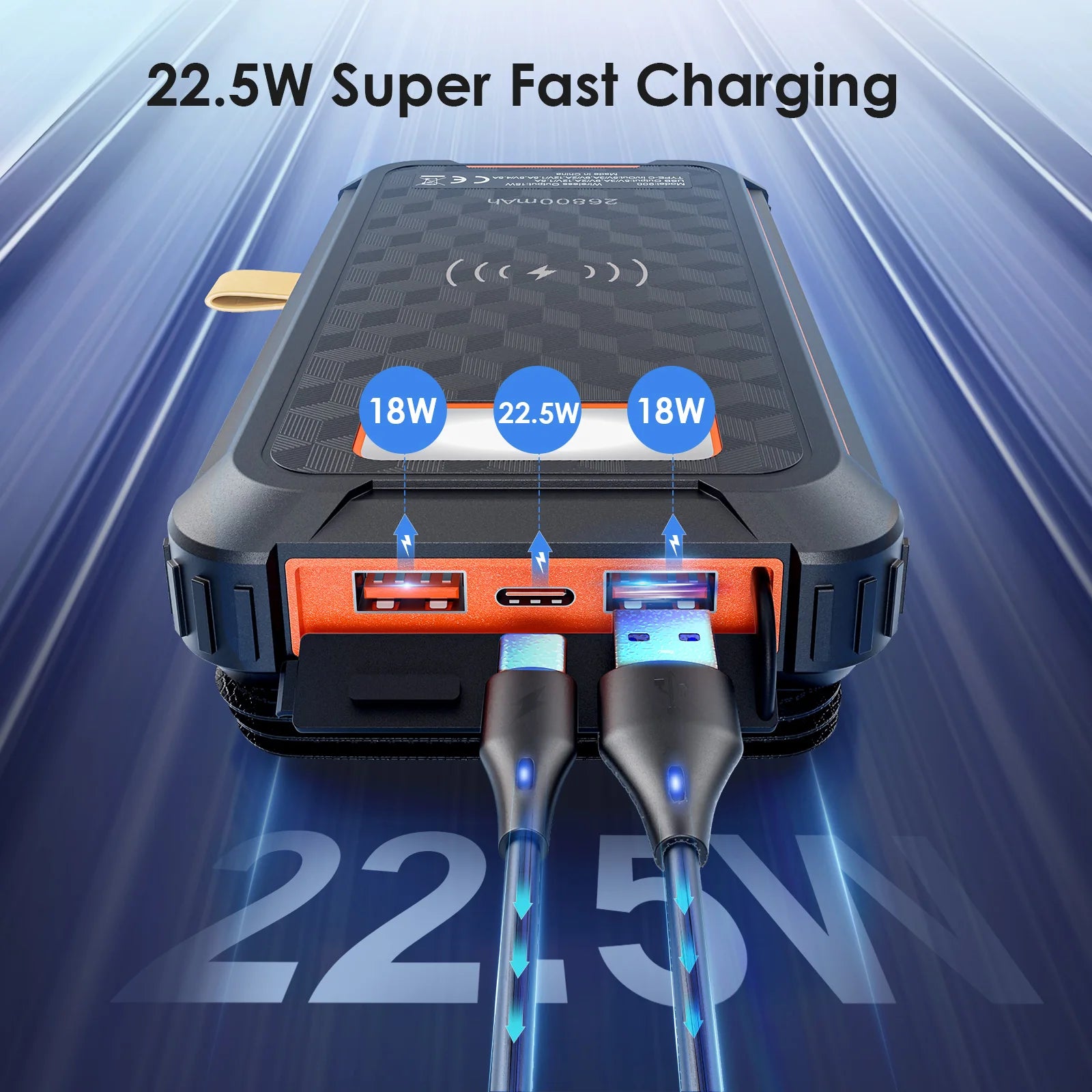 22.5 W 26800mAh Fast Solar Power Bank - Salerno