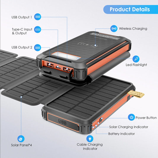 22.5 W 26800mAh Fast Solar Power Bank - Salerno