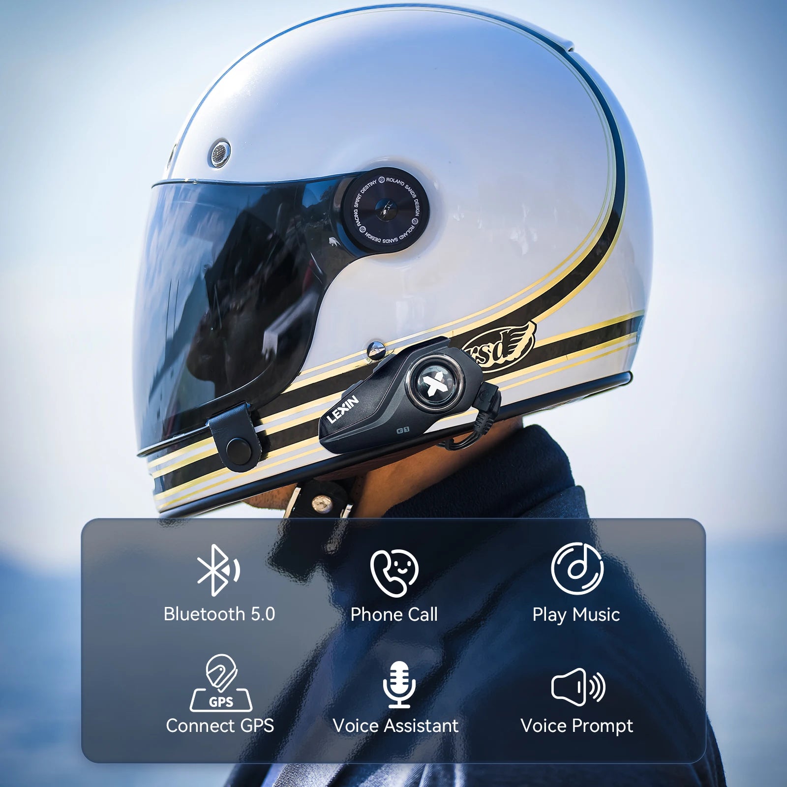 Lexin G1 Motorcycle bluetooth Sound quality headsets for helmet - Salerno