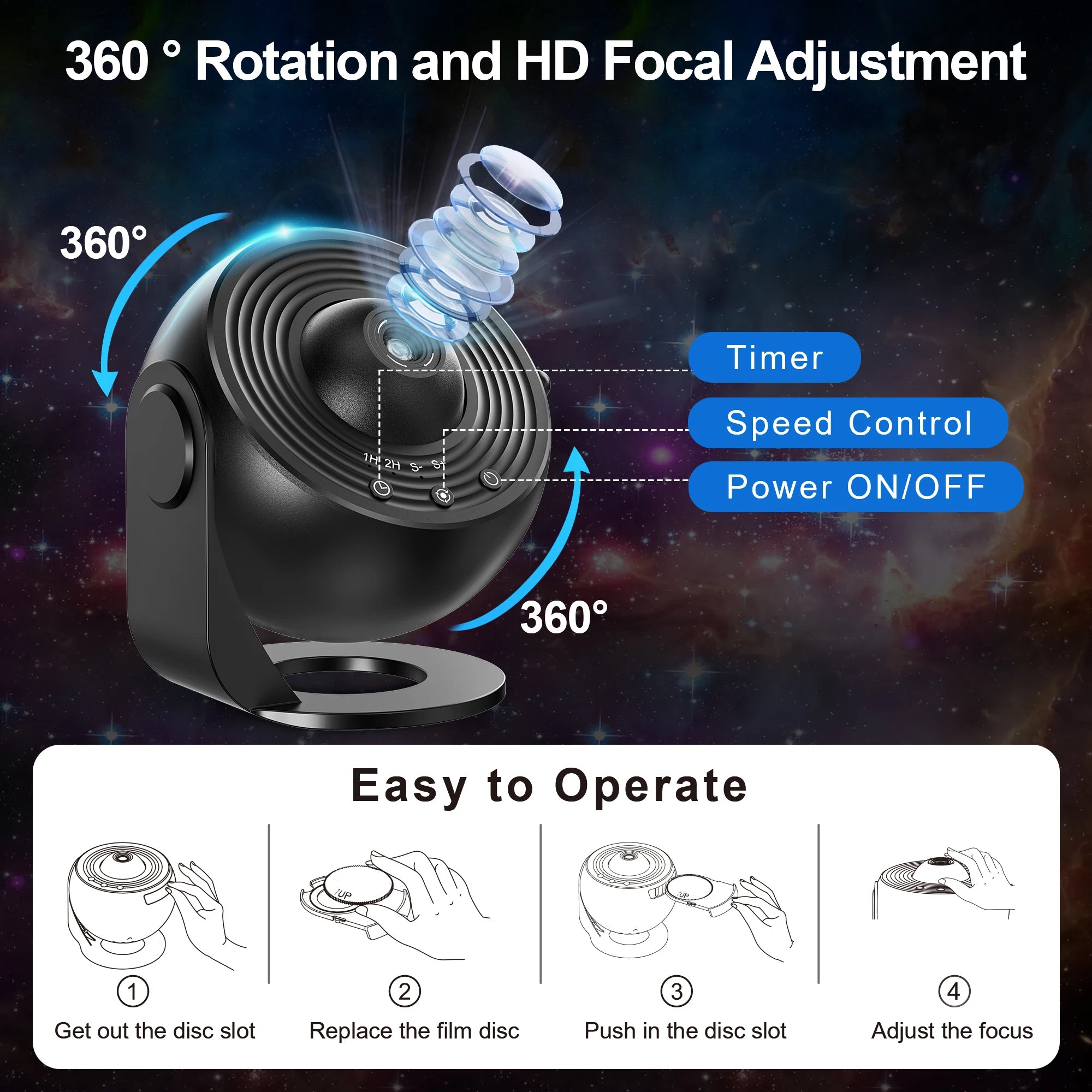 Planetarium Star Projector Realistic Starry Sky Night Light - Salerno