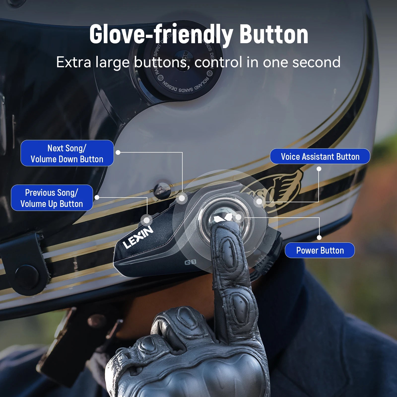 Lexin G1 Motorcycle bluetooth Sound quality headsets for helmet - Salerno