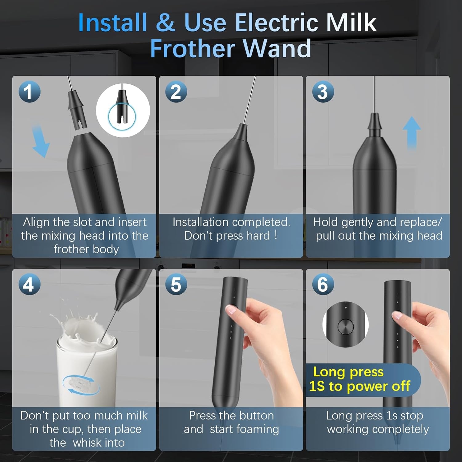 Rechargeable Milk Frother with Stand